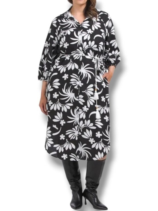 For Cynthia Dresses & Skirts - FOR CYNTHIA Linen Button Front Floral Dress